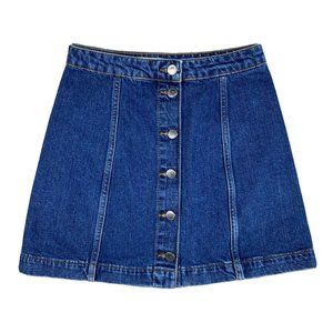 Topshop Women's Size 26 MOTO Mini Denim Jean Button Front Up Skirt Blue
